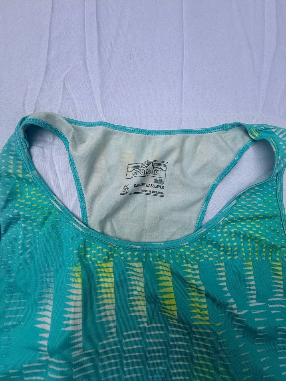 #81 Patagonia Teal & Lime Racerback Active Tank-size(xs)